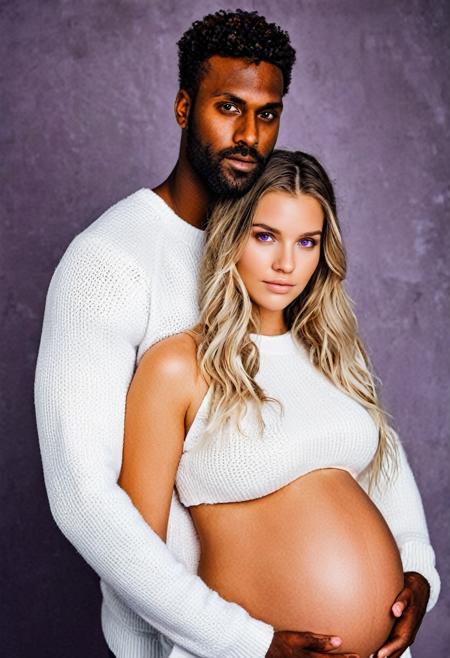 <lora:irbredXLrd:0.7> irbredft, 1girl, 1boy, realistic, dark skin, dark-skinned male, pregnant, very dark skin, fat man, husband and wife, phone, white sweater, 
24 year old,  flat chest, White wet-look hairstyle, caucasian, tan skin, purple eyes, fair skinned,   best quality , RAW photo, subject, 8k uhd,  high quality, photorealistic,    majestic,    <lora:add-detail-xl:1>