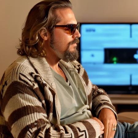 (((side view, a man watching tv:1.2, upper body))) <lora:TheDudeLora:0.8> facial hair, beard, 1boy, male focus, realistic, mustache, brown hair, manly, sharpen picture, Highly detailed, masterpiece, best quality, photorealistic, sunglasses