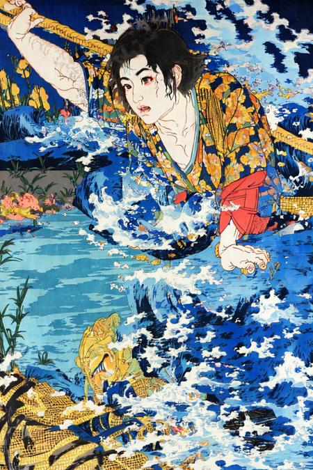 extreme detail description,Utagawa Kuniyoshi,(1boy:1.3),(emotional body movements:1.3),
<lora:UK_20230624200348:0.78>,
negative space, shuimobysim, water splash, (trees:0.5), (flowers:0.6) ,(birds:0.2), (bamboo0.1), bonian, bonian in background ,shukezouma, ,HDR,UHD,8K, best quality,