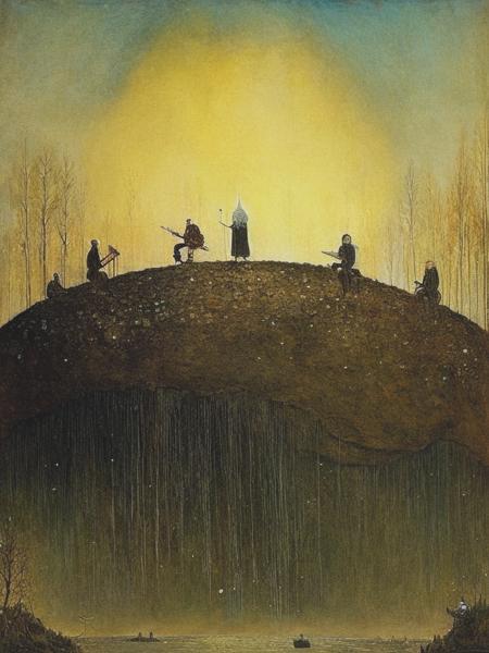 <lyco:JohnBauer:1.0> John Bauer painting of a cool punk rock band performing