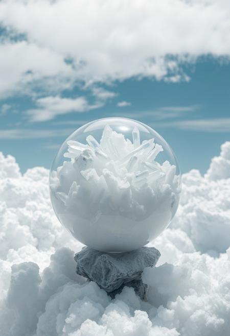 A Highly Detailed White Crystal Orb Full of Clouds