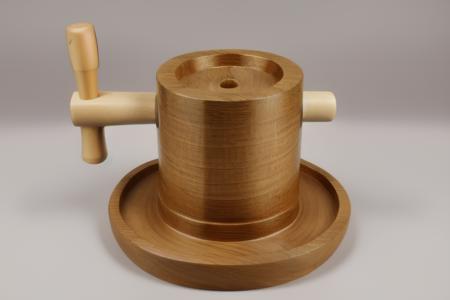 tea_mill stone_mill wood handle golden
