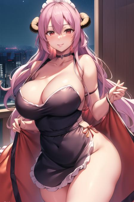 (Night:1.7), Japan, Tokyo, CityView, Before Window,
Standing at attention,
MAID,maid headdress, maid apron, MAID dress,
<lora:Dorothea_Isekai_Harem-KK77-V1:0.7>,demon,collarbone,choker,
Pink_hair,Long_hair,Bangs,Red_eyes,hair_ornament, horns,hair_flower,red_flower,
1 girl, 20yo,mature female,Beautiful Finger,Beautiful long legs,Beautiful body,Beautiful Nose,Beautiful character design, perfect eyes, perfect face,
looking at viewer, in the center of the image,
NSFW,official art,extremely detailed CG unity 8k wallpaper, perfect lighting,Colorful, Bright_Front_face_Lighting,
(masterpiece:1.0),(best_quality:1.0), ultra high res,4K,ultra-detailed,
photography, 8K, HDR, highres, absurdres:1.2, Kodak portra 400, film grain, blurry background, bokeh:1.2, lens flare, (vibrant_color:1.2)
(Beautiful,large_Breasts:1.4), (beautiful_face:1.5),(narrow_waist),