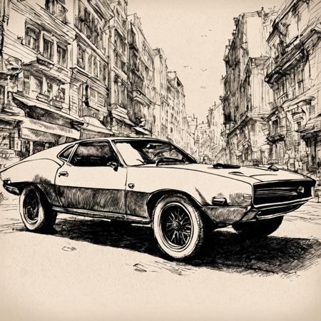 cinematic (illustration:1.3) anime artwork breathtaking (masterpiece:1.1), (best quality:1.1), (ultra highres:1.1), (Hyperrealistic:1.2) 4K Unity Wallpaper, retrofuturistic car, (front angled view:0.5), low view, cyberpunk, wide fender flares, deep rims, racing wheels, (cinematic lighting:1.1), depth of field, bokeh, night time, city, neon lights in style of  <lora:skrmk05:3>,  pen, ink, pencil, sketch . award-winning, professional, highly detailed . anime style, key visual, vibrant, studio anime, highly detailed .  professional, 4k,, cinematic film still  . shallow depth of field, vignette, highly detailed, high budget, bokeh, cinemascope, moody, epic, gorgeous, film grain, grainy, breathtaking  . award-winning, professional, highly detailed, horror-themed  . eerie, unsettling, dark, spooky, suspenseful, grim, highly detailed, long exposure photo of  . Blurred motion, streaks of light, surreal, dreamy, ghosting effect, highly detailed