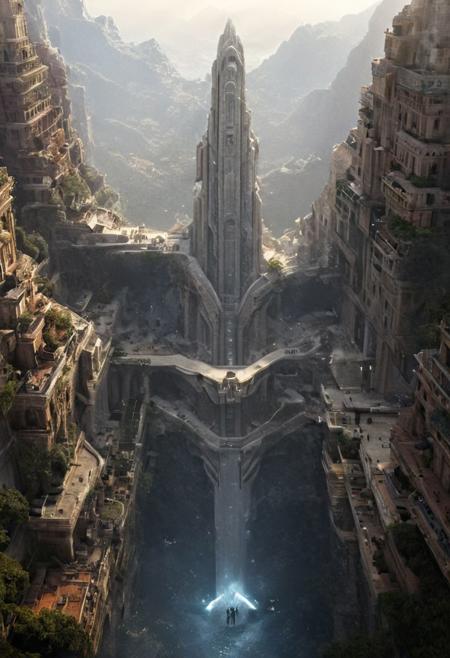 POV view , DOF,
(Ancient civilization, Alien Prometheus movie scene, dune movie scene:1.5), (The colonial city of the future, in the mist-filled Grand Canyon, on an unknown Earth-like planet, 2 moon on sky, Spaceship flight connects colonies, waterfulls:1.3), (Machu Picchu, a mountain settlement, incredibly spectacular:1.2), (Mario Botta:1.3), (avant-garde, future, reality, science fiction, photorealistic), (modern architecture:1.2), White limestone with black granite, fountain, waterfall, landmark, square, path, narrow street,
(Large Files, Ultra Realistic, 8K, 16k, FHD, HD, VFX, Perfect, Photography, composition, Architecture Sales Photography, Architecture Competition, Ultra High Resolution, Cinematography, High Resolution Image:1.1), (dramatic lighting, direct sunlight, ray tracing, clear shadow:1.2),  (real landscape:1.1), (blurred background:1.0), (urban background, more_details) ,
great lighting, clear, hillscastel, <stardeaf-cold-arc>, xtower, industrialbuilding