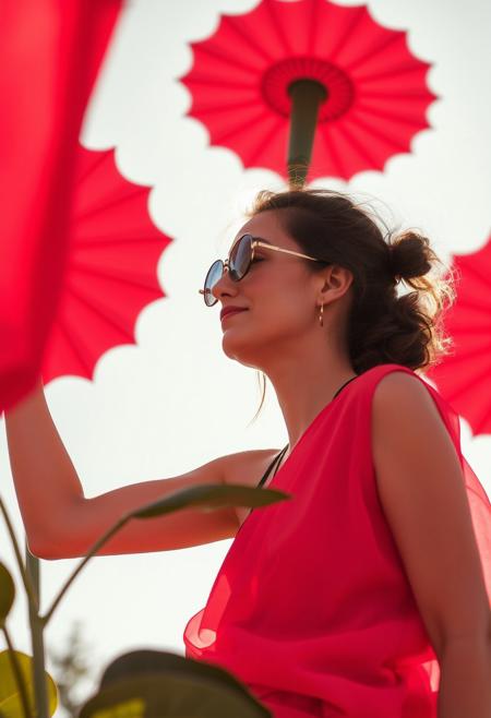 A RED ROSSIN LITING IN SUN COLORS