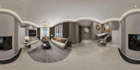 <lora:JJsPanoramicLivingroom_XL:1>, ((Panoramic)), ((livingroom)),  ((masterpiece)), ((best quality)),  realistic, high detailed,  (indoors) , no human,   window,   curtain, table, rug, sofa, television, ceiling light, (Modern),
