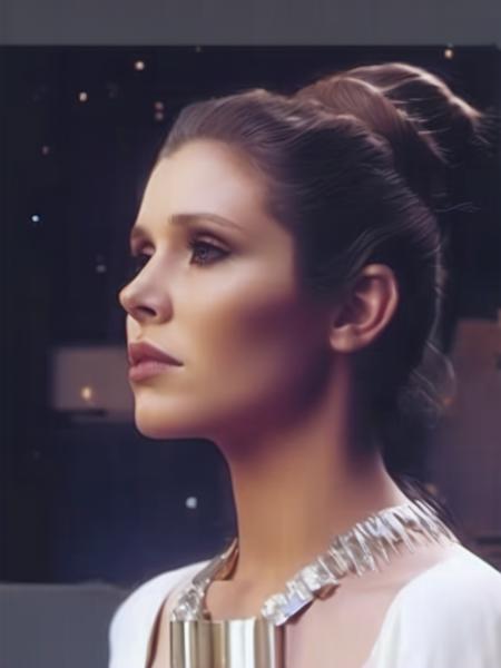 1982 a woman as Leia_Organa in metal bikini <lora:Leia_Organa-000010:0.7> carrie fisher supermodel, nude, modeling in space nudist ,realistic detailed skin with pours, modeling shoot, alluring, huge breasts supermodel, year 1985, ,detailed, dynamic modeling pose , Golden hour, magic hour, dramatic lighting, clouds, sci-fi, sunset, urban, rim lights, hair light, reflection, blonde supermodel ,raytraced, subsurface scattering ,Detailed, sharp focus, depth of field, blonde hair, blue eyes, , digital photo by metart