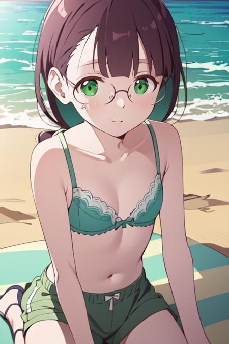 TakumiR4 1girl, bangs, glasses, green eyes, purple hair braid