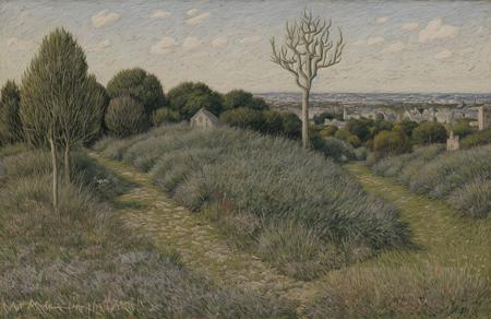 style of Henry Moret, patch ,clump ,arboretum ,terrace , Scrubland ,