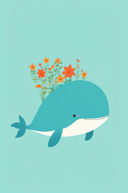 <lora:chatuxuan:0.9>,chatu,simple background,no humans,flower,whale,fish,solo,orange flower,