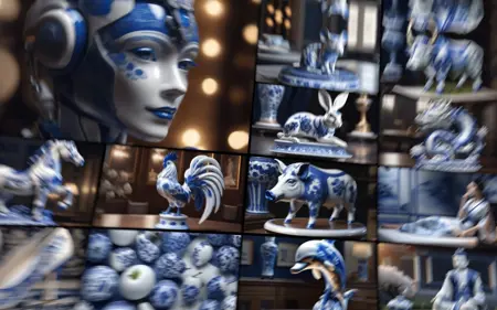 XL Realistic blue and white porcelain art style
