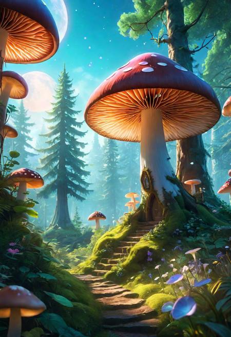masterpiece, best quality, high quality,extremely detailed CG unity 8k wallpaper, An enchanting and dreamy scene of a fantasy forest, with towering trees, glowing mushrooms, and hidden fairy glens, creating a sense of mystique and enchantment, artstation, digital illustration, intricate, trending, pastel colors, oil paiting, award winning photography, Bokeh, Depth of Field, HDR, bloom, Chromatic Aberration ,Photorealistic,extremely detailed, trending on artstation, trending on CGsociety, Intricate, High Detail, dramatic, art by midjourney