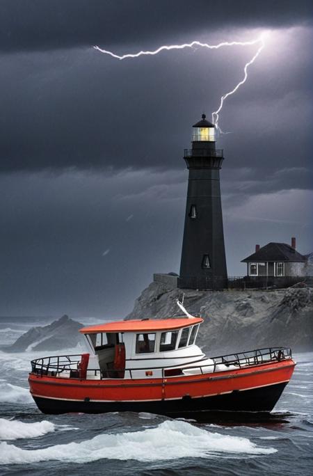 (((Introduce quality iteratively)))(glowing UFO craft emerges in the midst of a fierce winter ice storm, UFO enormous waves, howling wind. The sky is dark and turbulent, with distant lightning illuminating the chaotic scene. Nearby a sturdy lighthouse stands on a rugged cliff its beacon piercing through the tempest, offering a glimmer of hope amidst the fury of the storm. Below the cliff, the wrecks of other ships lie scattered)(evocative depth of field)(absolute sharpness)(true black point)(art of genius)(relativistic gradients)((vibrant colorful saturated hues))((dark corners vignette))
<lora:LCM-LoRA-XL_V1:0.21>
<lora:SDXLHighDetail_v5:0.3>