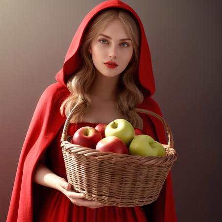 professional 3d model of  <lora:Little Red Riding Hood:1.2> Cinematic Film Scene
Little Red Riding Hood a naked woman holding a basket of apples, octane render, highly detailed, volumetric, dramatic lighting