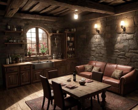 Top Quality, (8k resolution wallpaper),  (masterpiece, UHD:1.1), <lora:ff8bg-09>, (ff8bg), no humans, a fantasy setting, indoors, (sandstone villa:1.2), (two arched doorways:1.1), cozy atmosphere, warm lighting, (comfortable furniture:1.2), fantasy, beautiful, (indoors), flower, book, table, bottle, plant, scenery, wooden floor, door, bookshelf, lamp, vase, (details:1.2), shadow, (deep depth of field), volumetric lighting, sunlight, day, extremely detailed background, fantastic