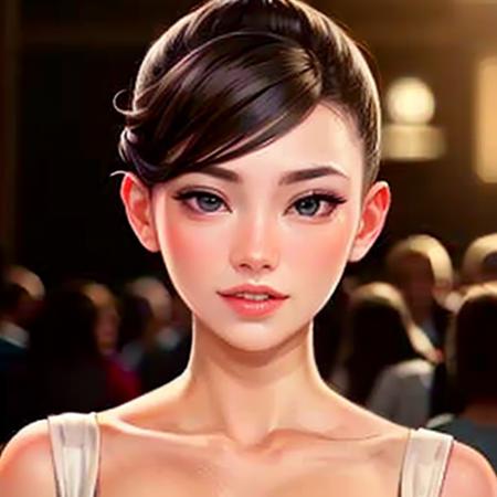 (high quality, best quality), highly detailed, photo of beautiful kaoru_sayama-4000, updo hair, photorealistic