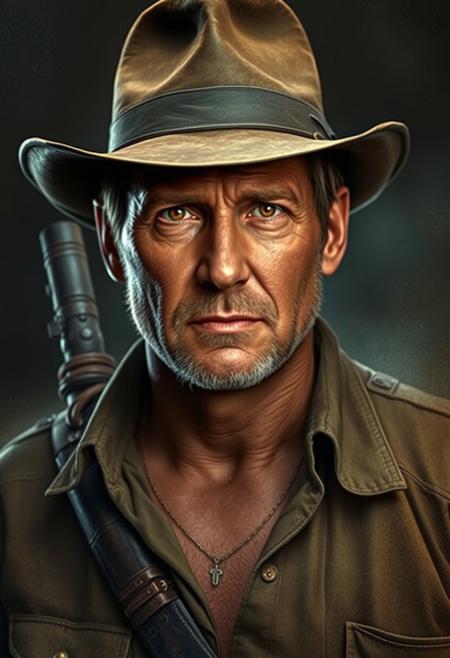 Ultra realistic Portrait of Indiana Jones.