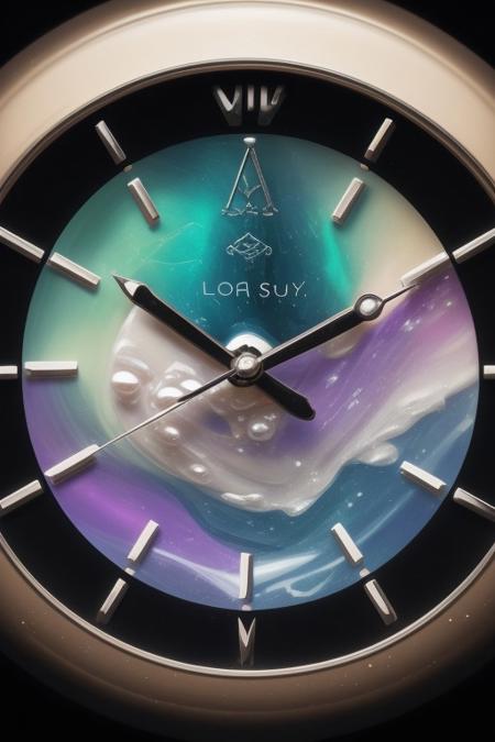 lazypos,aesthetic,extremely aesthetic,masterpiece,flowing,pool of liquid,overflowing,made of l1qu1dp34rl,metal,pearl,liquid pearl,pearlescent,pastel colors,rainbow,watch,no human,pocket watch,watch face,clock face,close up,macro photography,macro photo,liquid,filled,filled with liquid,liquid pouring from watch,oozing,<lora:liquidpearlXL_r1:1>,