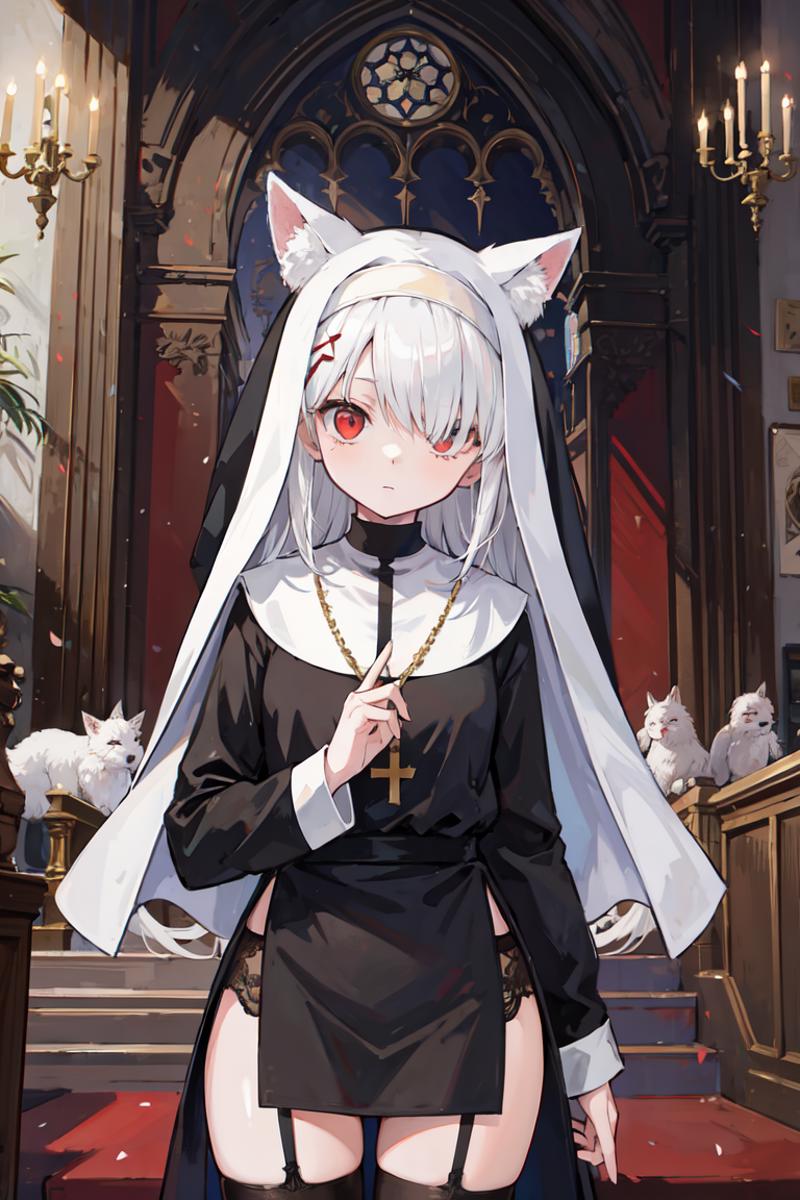 anime girl with white fox ears