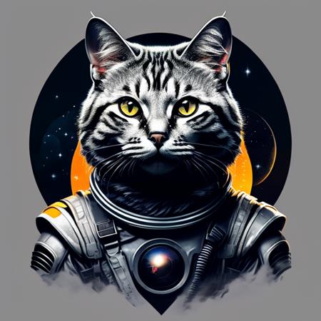 Astronaut cat, epic, cinematic, intense, 
,T shirt design,TshirtDesignAF,<lora:TshirtDesign21Config4WithTEV2:1>