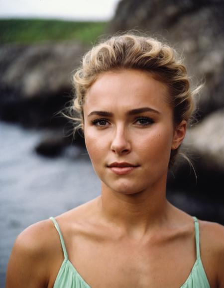 analog film photo RAW candid cinema,  (art by Mathias Goeritz:0.9) , (ohwx woman:1.3) portrait in Island , 16mm, ((remarkable color)), (ultra realistic)  <lora:panettiere_lora_sdxl_v2-000008:1> . faded film, desaturated, 35mm photo, grainy, vignette, vintage, Kodachrome, Lomography, stained, highly detailed, found footage