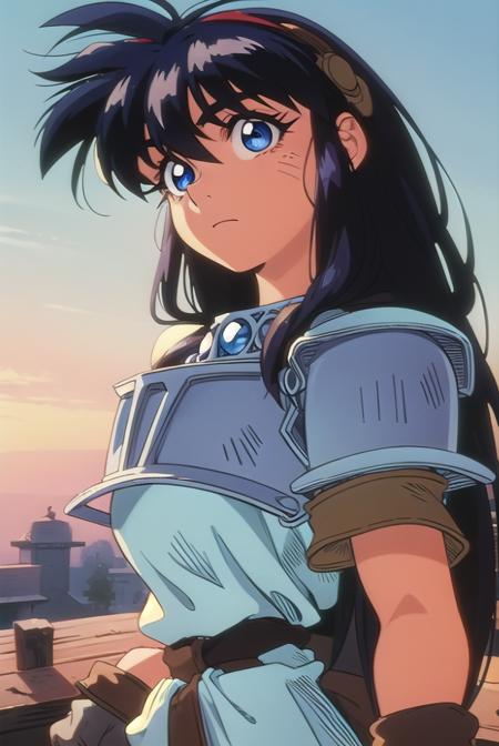 ihrie, <lyco:ihrie-lyco-nochekaiser:1>,
ihrie, long hair, blue eyes, black hair, (retro artstyle:1.5), (1990s \(style\):1.5),
BREAK gloves, short sleeves, fingerless gloves, armor, shoulder armor, brown gloves, pauldrons, breastplate, red armor,
BREAK looking at viewer,
BREAK outdoors,
BREAK <lyco:GoodHands-beta2:1>, (masterpiece:1.2), best quality, high resolution, unity 8k wallpaper, (illustration:0.8), (beautiful detailed eyes:1.6), extremely detailed face, perfect lighting, extremely detailed CG, (perfect hands, perfect anatomy),