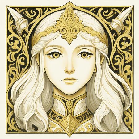 White, Gold, Black, Floral Filigree Style! V1illu White, Gold, Black
