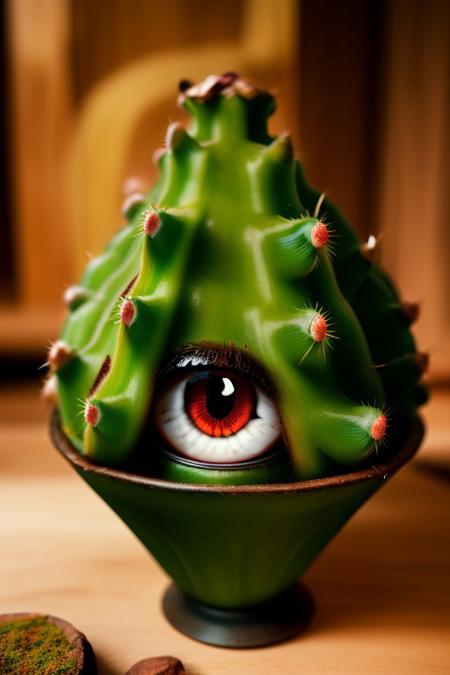 Cute (massive huge eyed), (cactus), solo, spring, 4k, high detail, high quality, realistic, full body,