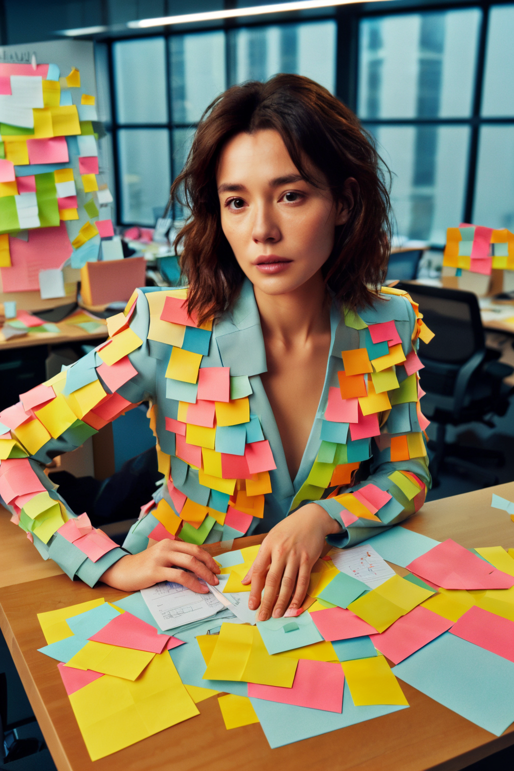 00677-20231116054456_1024x1536_1girl,_postitsfashion,_made_of_post-its,_text_on_notes,_illegible_writing,_office,_office_lady,_deadpan_expression,_sad_eyes,_(s.png