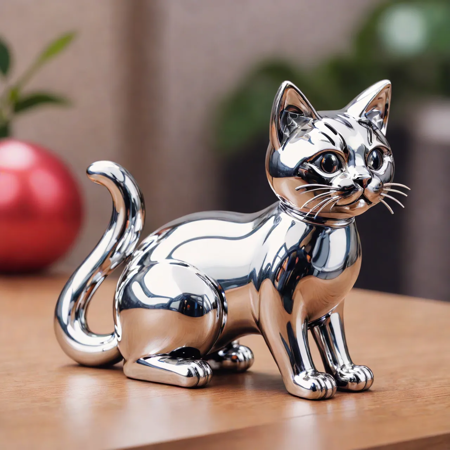 highres,best quality,
stainless cat, mirror finishing ornament