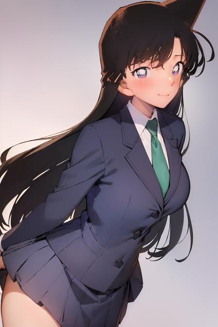 ((masterpiece)), (beach), (8k, high_resolution), ((distinct_image)),((1girl, solo)) ,extremely detailed CG, ((best quality)), (meitantei conan \(style\), detecive conan \(style\), meitantei conan), (((black hair, long hair, wavy hair))), solo, beautiful eyes and detailed face, (large breasts:1.2), (wide hip:1.3), (thick thigh), (long height), ((blush, smile:1.1)), (abs:0.8), ((black hair, black eyes:1.4)), ((1girl, solo)), ((school uniform, green necktie, white shirt, blue blazer, blue jacket:1.2)), cowboyshot <lora:conan2-20:1>