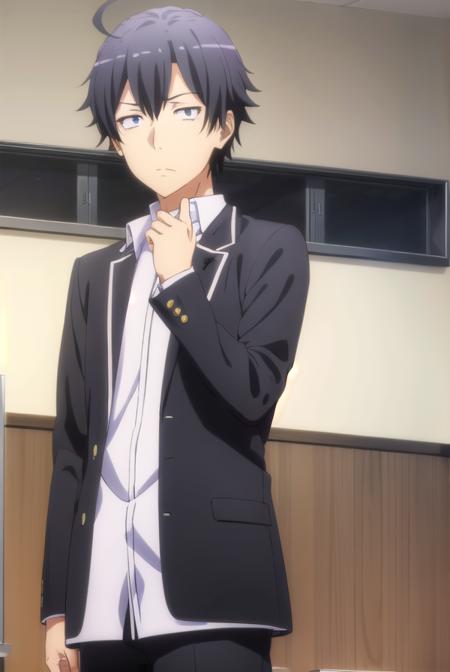 hachimanhikigaya, <lora:hachiman hikigaya s3-lora-nochekaiser:1>,
hachiman hikigaya, black hair, ahoge, male focus, (black eyes:1.5),
BREAK shirt, school uniform, jacket, white shirt, collared shirt, pants, open jacket, black jacket, black pants, blazer, sobu high school uniform,
BREAK indoors, classroom,
BREAK looking at viewer, (cowboy shot:1.5),
BREAK <lyco:GoodHands-beta2:1>, (masterpiece:1.2), best quality, high resolution, unity 8k wallpaper, (illustration:0.8), (beautiful detailed eyes:1.6), extremely detailed face, perfect lighting, extremely detailed CG, (perfect hands, perfect anatomy),