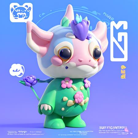 <lora:QmengIP:0.8>,qmengip,(((DanbooruTAG/animals_types_))), color, composition - art style,QmengIP,a green and purple toy with a flower on it's chest and a purple and pink flower on its chest, Adrian Zingg, a 3D render, new sculpture, dragon art,watermark, no humans, artist name, flower, simple background, horns, web address, english text, purple background, black eyes, standing, pink flower, blue background, full body