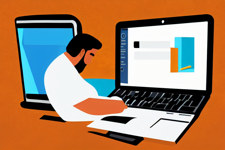 1man, solo, office, coffee, laptop, sitting, tech startup illustration, <lora:tech_startup_illustration_v1:0.5>