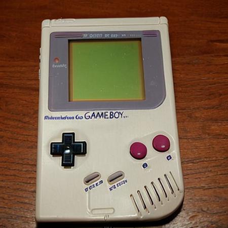 gameboyclassic, no humans, game boy, ((city in background)),  focus on game console, close up, <lora:Classic_Game_Boy:1>