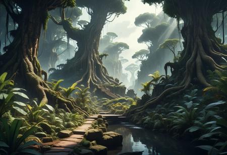score_9, score_8_up, score_7_up, score_6_up, Cinematic fantasy style, sharp, (high quality, 4k, 8k, high definition, masterpiece: 1.2), illustrated movie poster, hand drawn, full color, beautiful ultra detailed book cover illustration of a ((Jungle)) the jungle against the backdrop of a giant spaceship, detail fantasy, hyper detail, 4k, realistic style, fantasy style, painterly style, high detail, hyper detail, low contrast, dull colors, exposure blending, HDR, faded, super detail, professional art, high detail fantasy,
<lora:linquivera:0.75>, 4k, hyper detail, fantasy style, hyper realistic, spectacular style, cinematic style, no background fantasy style, hyper detail, professional art, bartosz tchorzewski fantasy style, high detail, hyper detail, 4k, realistic style, face painting style fantasy style, 4k, painterly style, hyper detail, dark room, hdr, intricate, elegant, highly detailed, sharp focus, ((((cinematic look))), soothing tones, crazy details, intricate details, hyper detailed, low contrast, soft cinematic light, dull colors, exposure blending, hdr, blurred