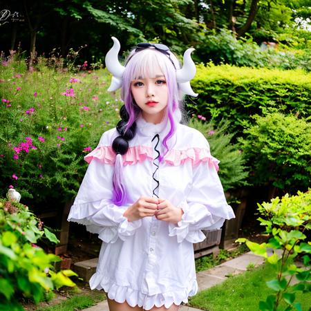 masterpiece, best quality,(8k, RAW photo, best quality, masterpiece:1.39), (realistic, photo-realistic:1.2),zydG, Kanna_Kamui, pink and white dress, white thigh socks, white hair, gradient hair, garden background
<lora:Kanna_Kamui_Kobayashis_Dragon_Maid-13:0.75>  <lora:koreanDollLikeness:0.6>