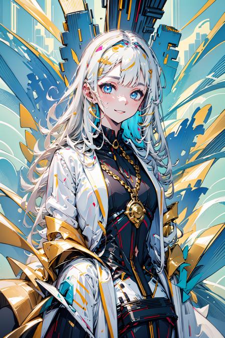 perfect face, highly detailed face, perfect eyes, white business suit,long wavy gold hair,tempting smile, <lora:womansuit-1:0.7> <lora:DreamArt:1>