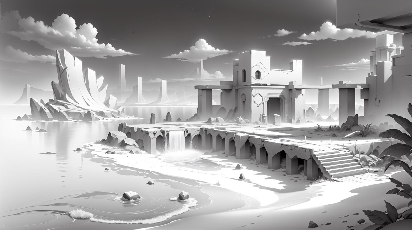 Whitebox Style - Environment - Level Design Concept Art - Game Dev Tool image by mnemic