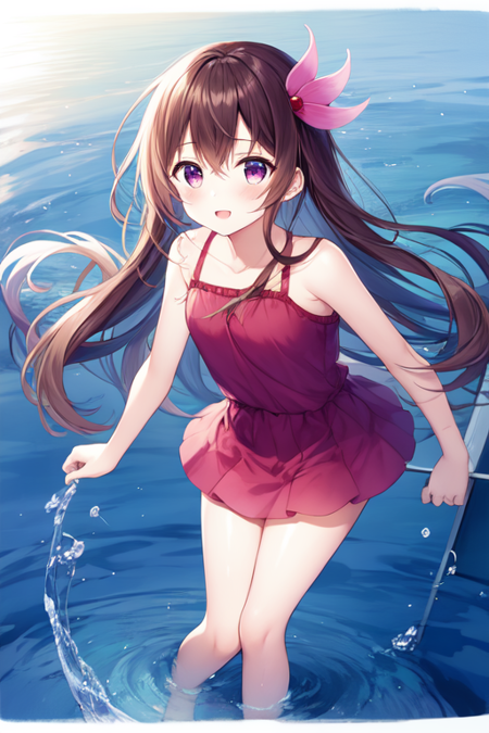 kisaragi, 1girl, solo, standing on liquid, ocean