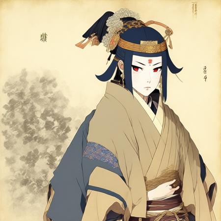 anime A nobody from the Edo Period is dressed as the Shogun (ShogunNobody style:1) <lora:djzShogunNobody:0.8)