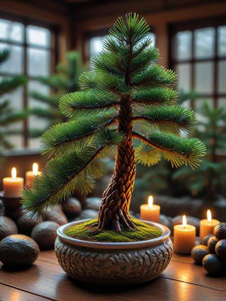 pines and needles, made of, (embedding:Smooth_Quality:1), A peaceful bonsai tree in a ceramic pot surrounded by soft, glowing candles.,
<lora:4steps wai-2Rectified-V140:1.0000000000000002> <lora:Smooth_Booster_v3:0.20000000000000004> <lora:illustriousXLv01_stabilizer_v1.185c:0.20000000000000004> <lora:Pines_and_Needles:1.0>