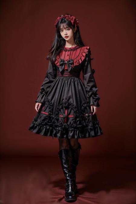  cyb dress, frilled dress, frills, gothic, bow, long sleeves