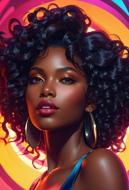 Artwork, Pretty Black Woman prefect super model, head and shoulders portrait, 8k resolution concept art portrait by Greg Rutkowski, Artgerm, WLOP, Alphonse Mucha dynamic lighting hyperdetailed intricately detailed Splash art trending on Artstation triadic colors Unreal Engine 5 volumetric lighting