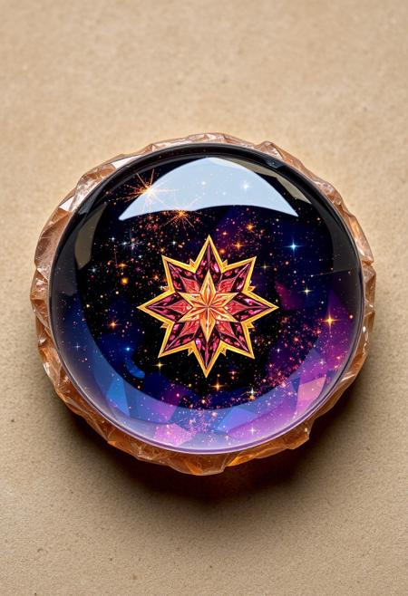A Highly Detailed Celestial Starry Round Crystal