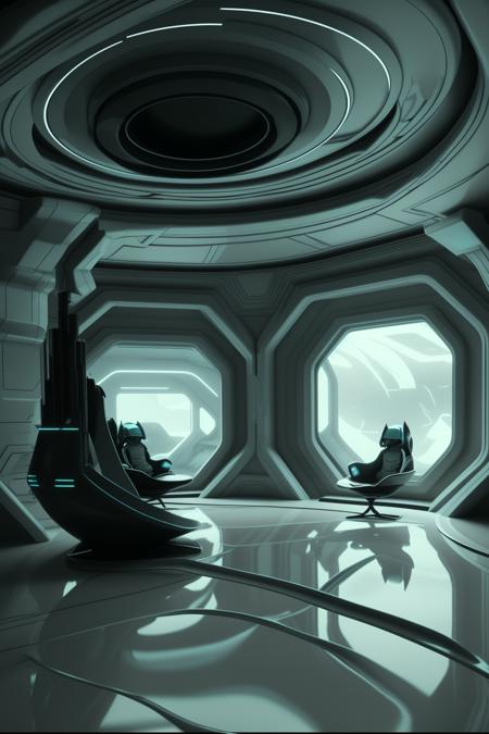 award winning interior design of a house on alien planet, black  color scheme , futuristic, detailed , futuristic_interior ,