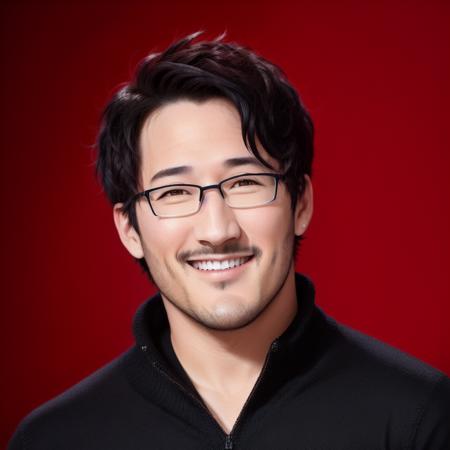 <lora:Markiplier:.4>, ((close up)) of Markiplier wearing a black sweater, smile, red and black hair, photo realistic, photo shoot, dynamic lighting, high detail, hyper realistic, perfect teeth