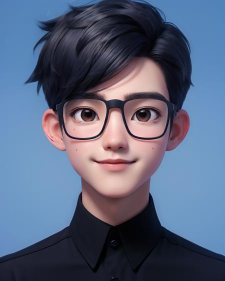 best quality, 1boy, solo, cartoon portrait , simple background,  short hair,   pink lips,  <lora:cartoon_portrait_v1:0.6>