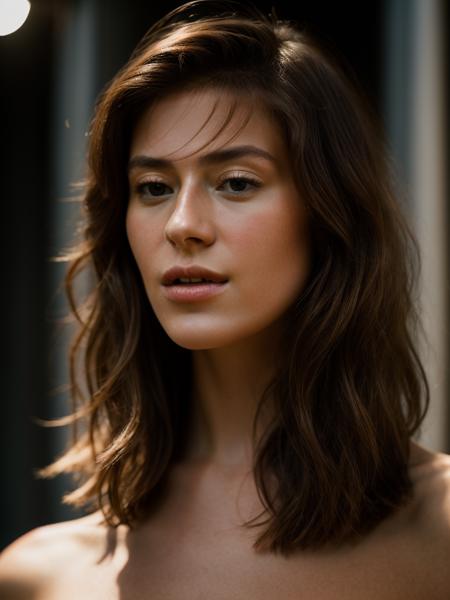 Realistic photo of a beautiful 4l3j4ndr4g woman, 1girl, solo, long hair, looking at viewer, brown hair, collarbone, nude, parted lips, lips, portrait, realistic, soft lighting, professional Photography, Photorealistic, detailed, RAW, analog, sharp focus, 8k, HD, DSLR, high quality, Fujifilm XT3, film grain, award winning, masterpiece<lora:4l3j4ndr4g:1.0>